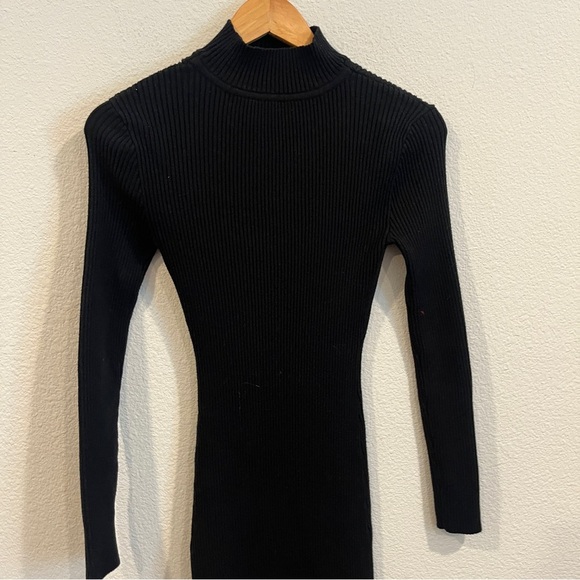 Jonathan Simkhai size small black ribbed Kenny midi dress slit pull on - Picture 9 of 10